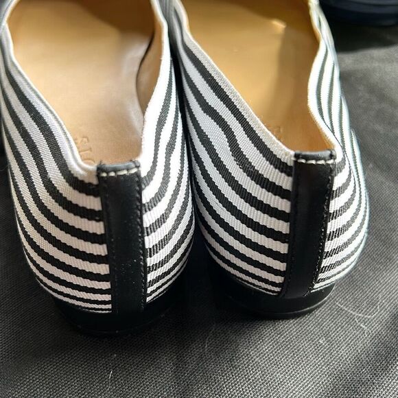 Talbots Edison Black And White Stripped Flat Shoes Pointed Toe Sz 8 - Picture 6 of 7
